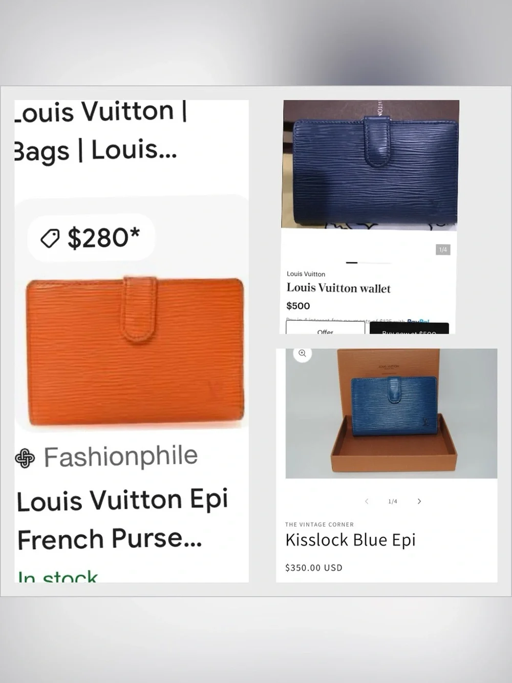 Louis Vuitton Epi kisslock compact wallet blue like new brushed silver